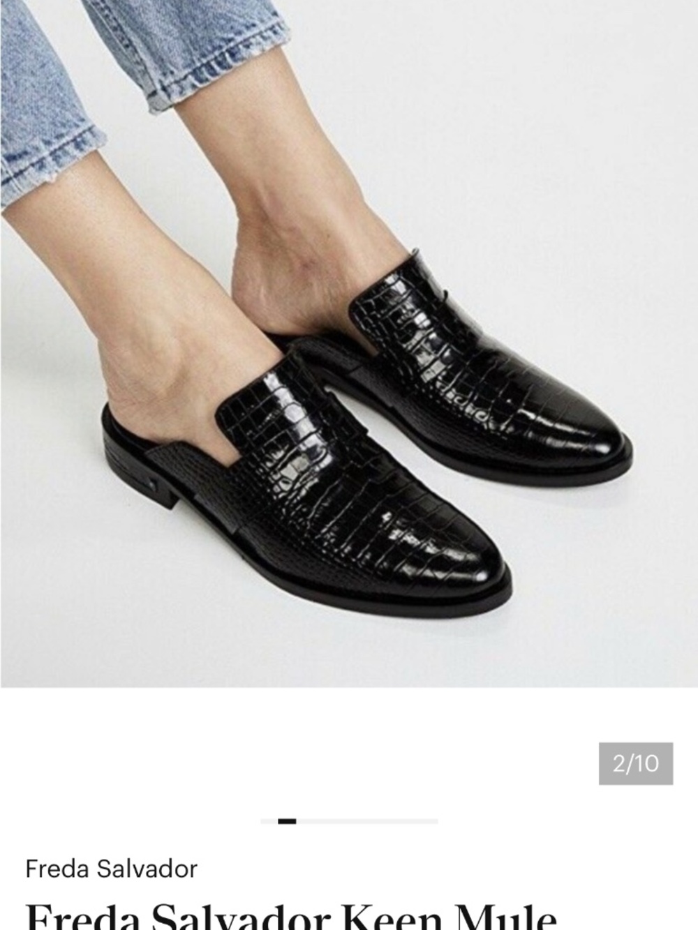 Freda Salvador Keen Mules Croc Embossed Black- 11